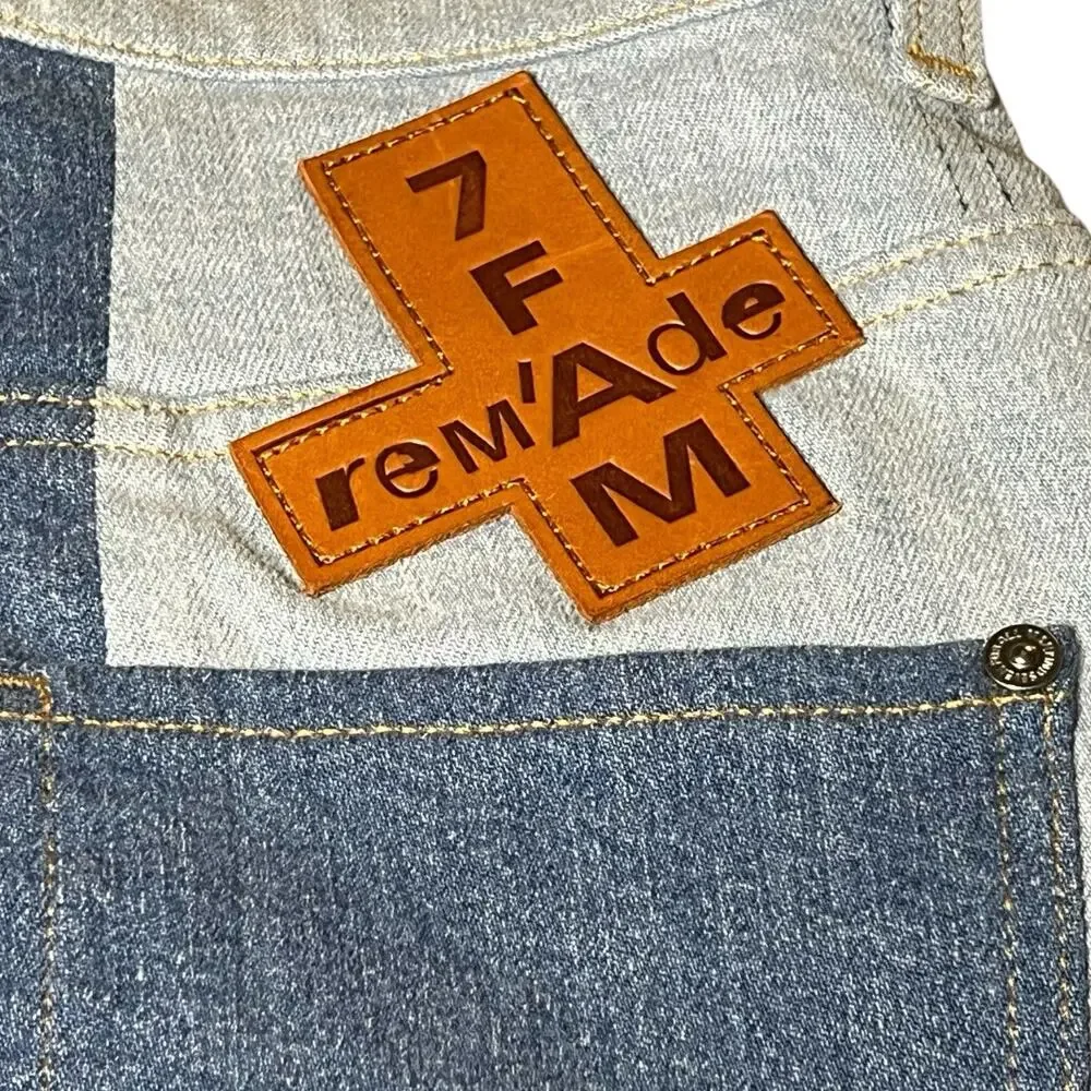 NWT 7 For All Mankind X Marques Almeida Denim Patchwork Short Rem’ade RARE Sz 23
